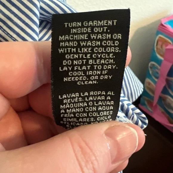 Zac and Rachel Blue Striped Button Down Shirt Size Large - Picture 9 of 11